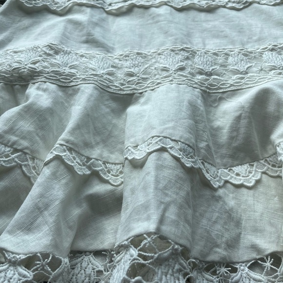 Tiered Lace Flounce Fairy Mini Dress Feminine Boho Engagement Coquette Cottage - Picture 8 of 10